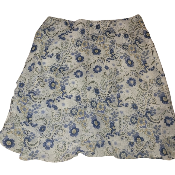 MC Collection Blue and Cream Floral Patterned Skirt - Picture 3 of 3